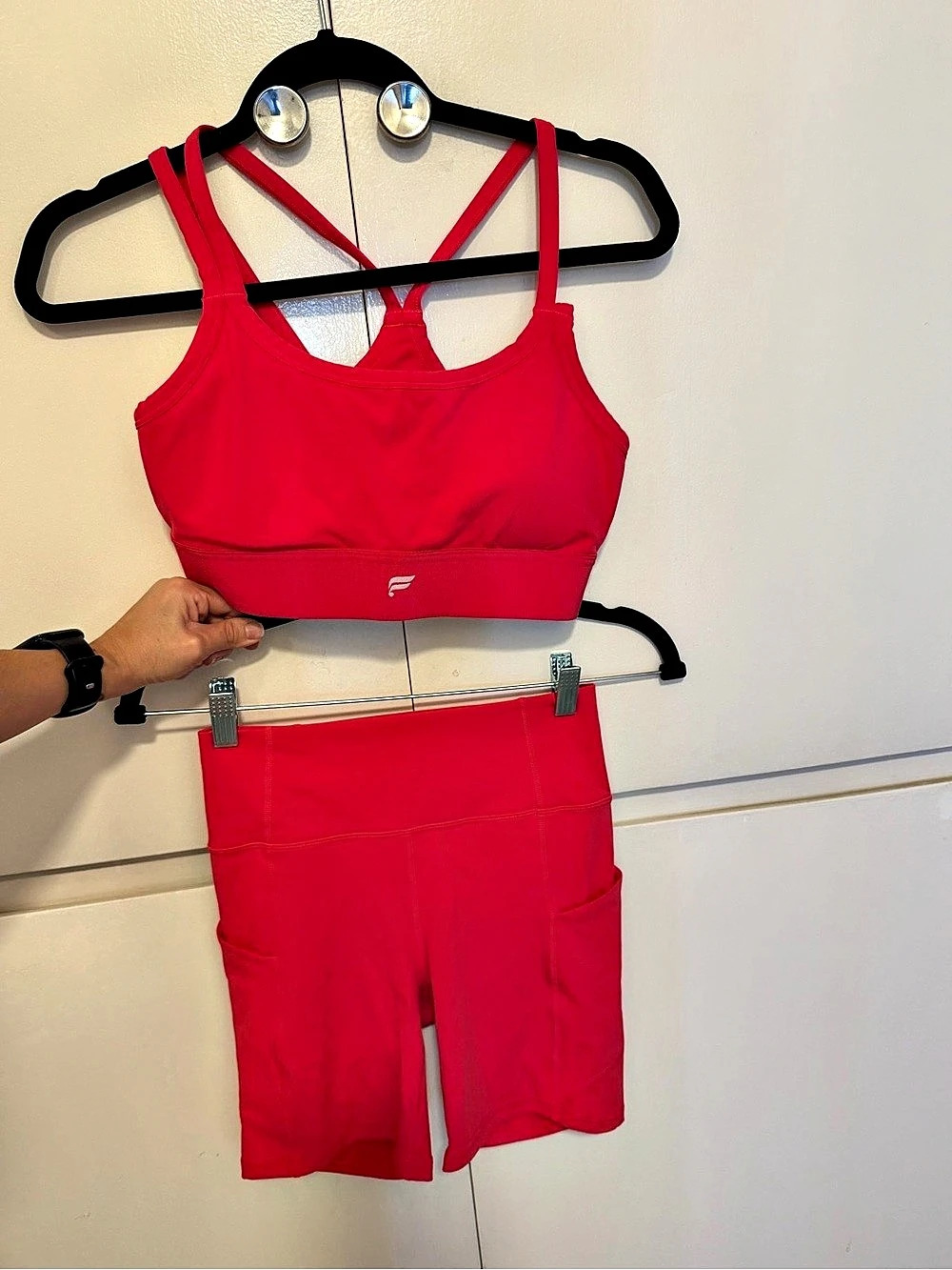 Fabletics Red Athletic Shorts Set